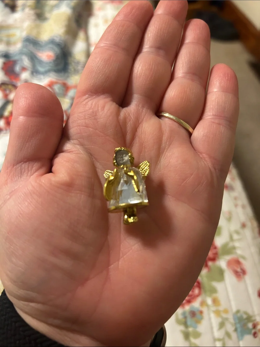 Swarovski Gold and Clear Crystal Angel Brooch